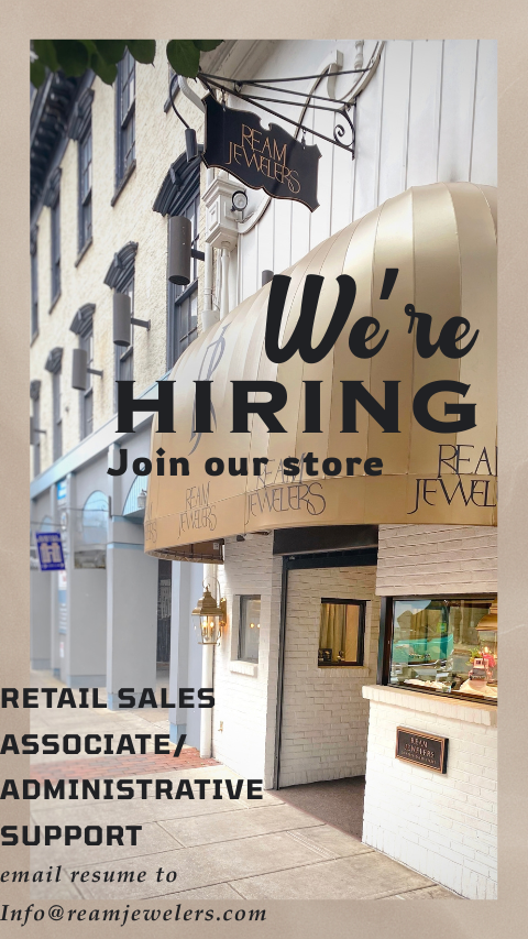 Job Hiring Banner Banner featuring storefront, Ream Jewelers is hiring!